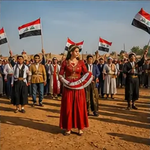 وێنەی هەڵپەڕکێی فۆلکلۆری عێراقی لە ڕۆژی ڕووندا