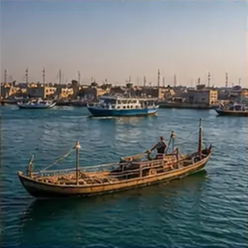 وێنەی بەلەمەکانی شەتولعەرەب لە کەناراو