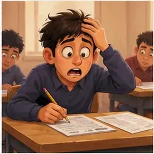 وێنەی خوێندکار و تاقیکردنەوەی لەناکاو