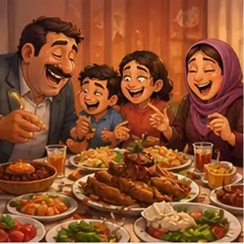 وێنەی گفتوگۆی خێزان لە ڕۆژی هەینی