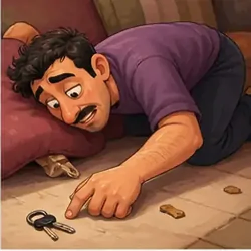 وێنەی کاتێک کلیلی ماڵ ون دەبێت