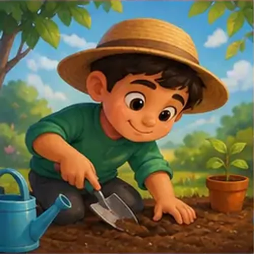 وێنەی مەریەم یەکەم نەمام دەچێنێت